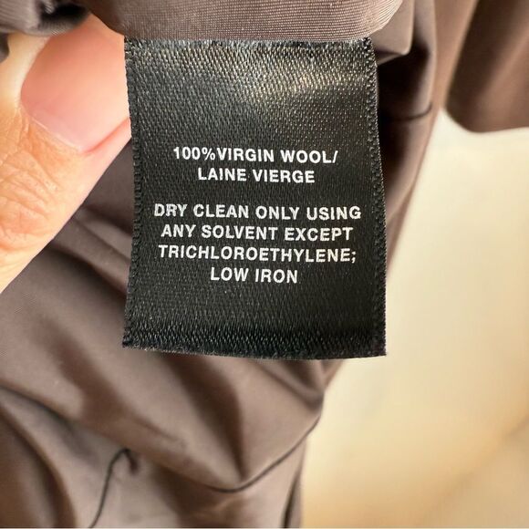 Lafayette 148 Brown 100% Wool Long Sleeve Faux Wrap Midi Dress Size 14 - Picture 7 of 7